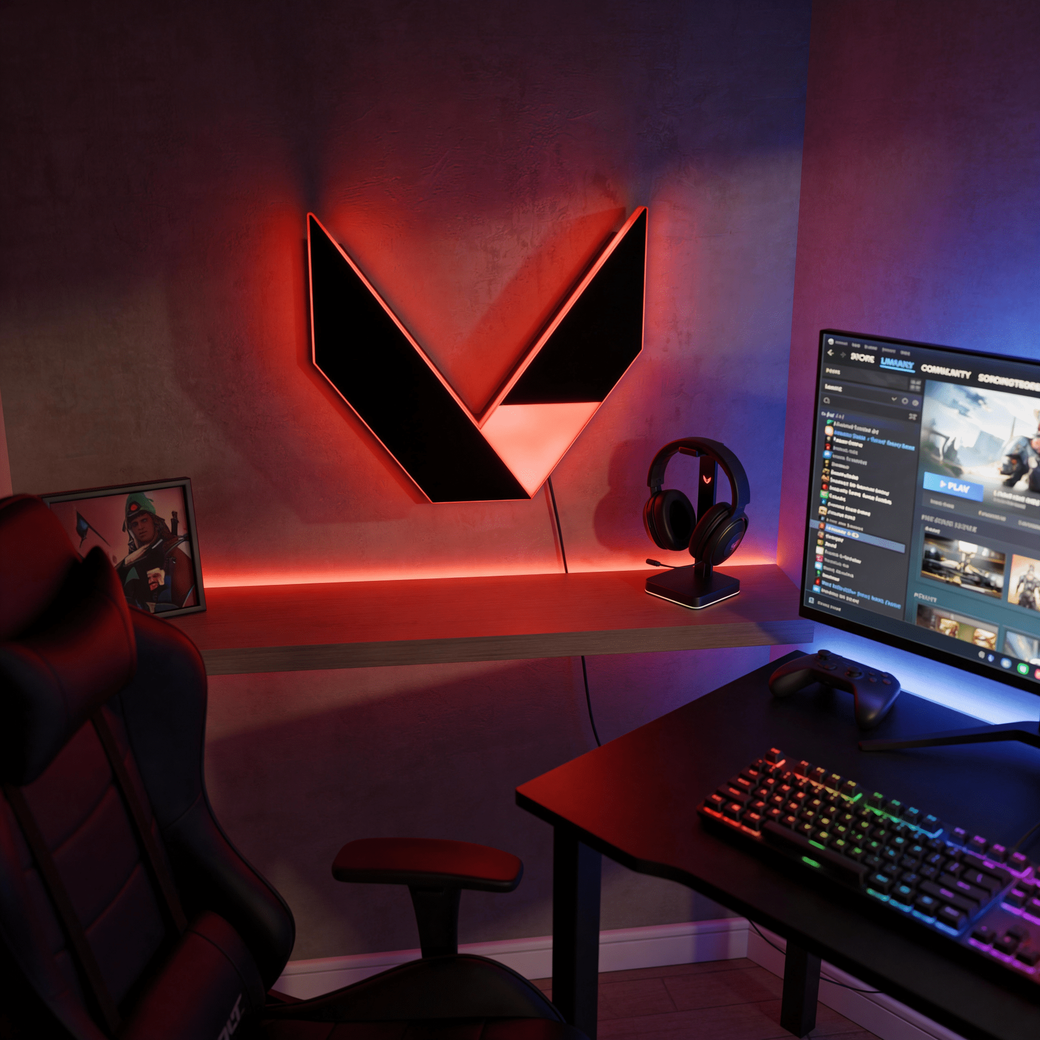 Valorant LED Logo - HUSTLEZY