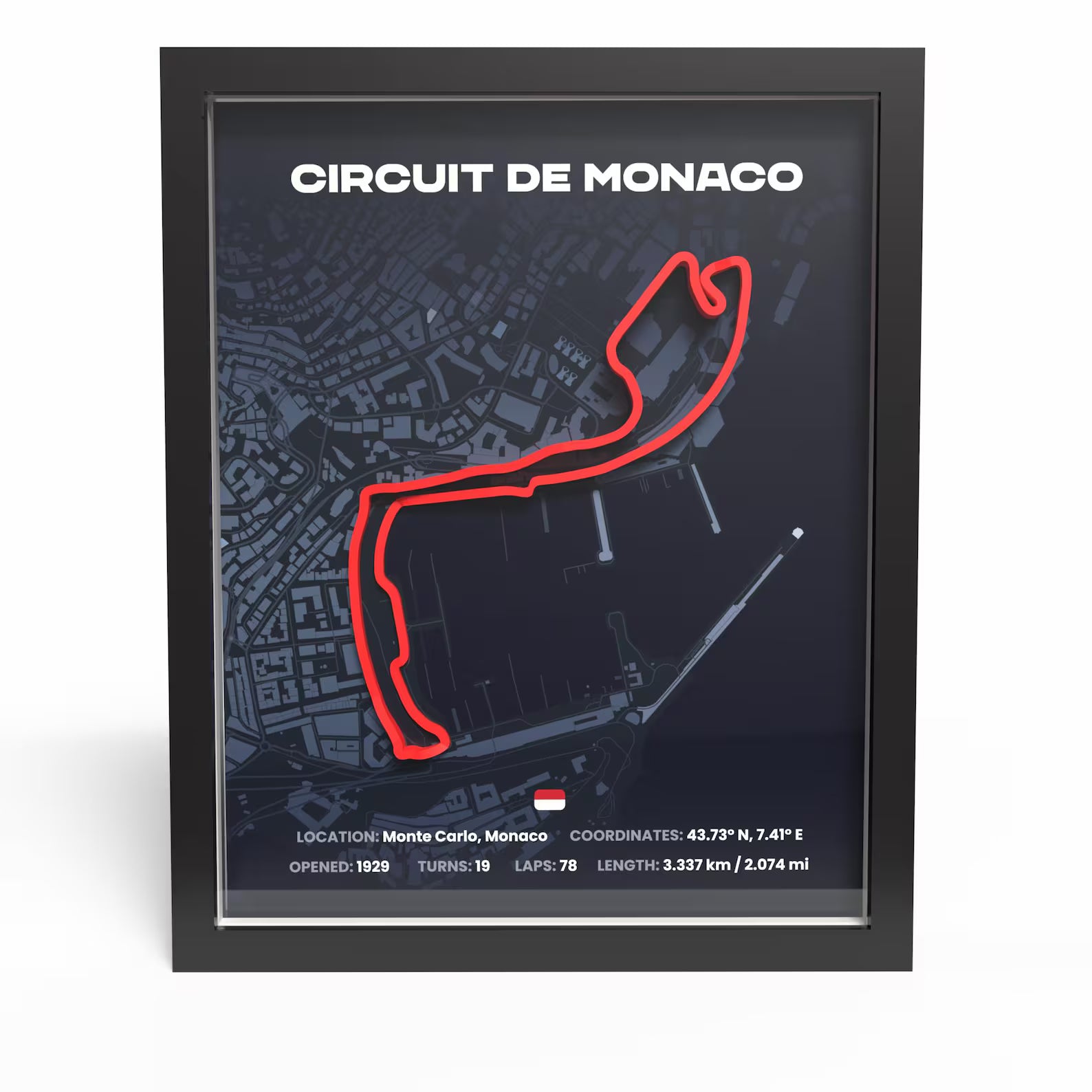 3D Formula Track Wall Art — Monaco Circuit Edition