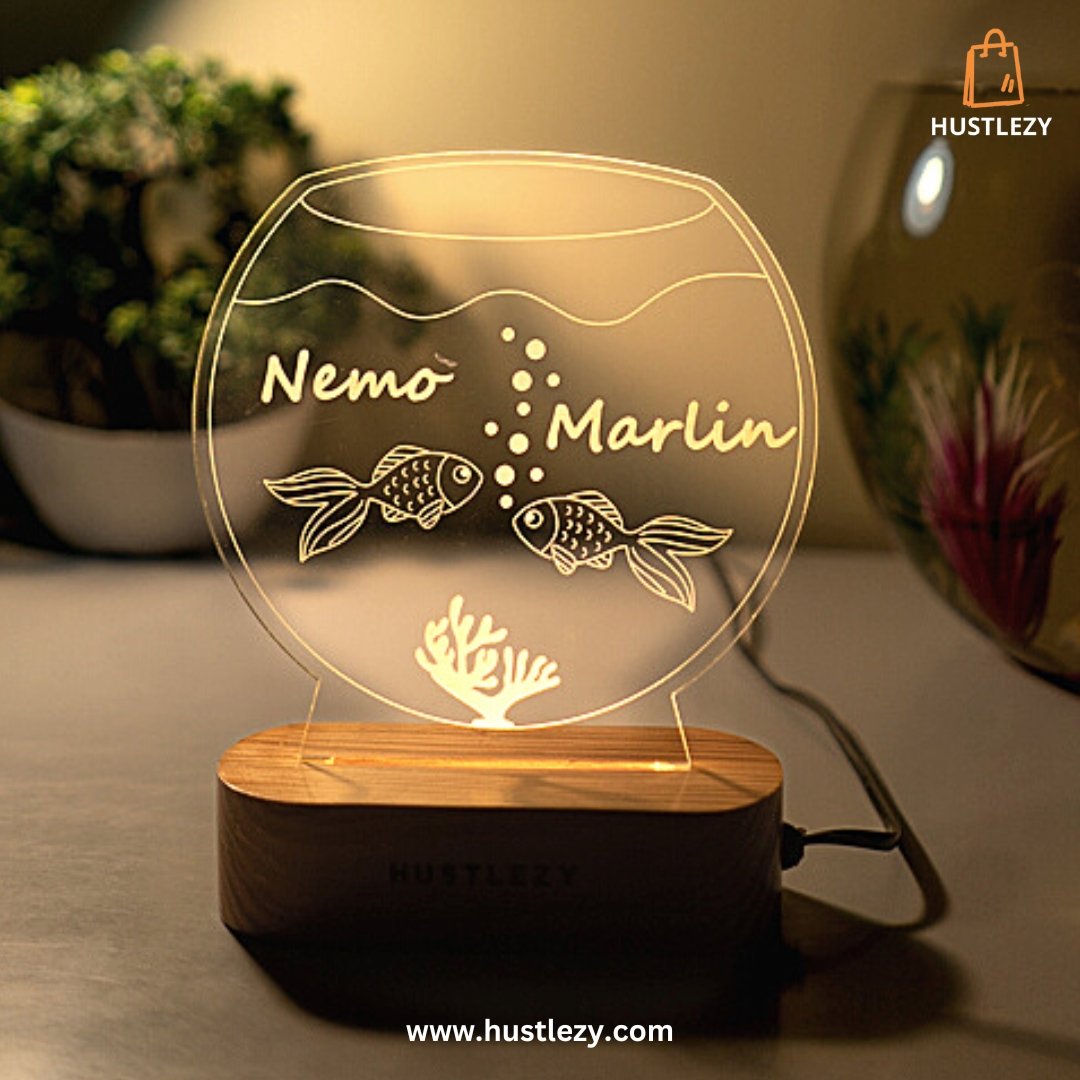Personalized Fish Bowl Acrylic LED Table Lamp - HUSTLEZY