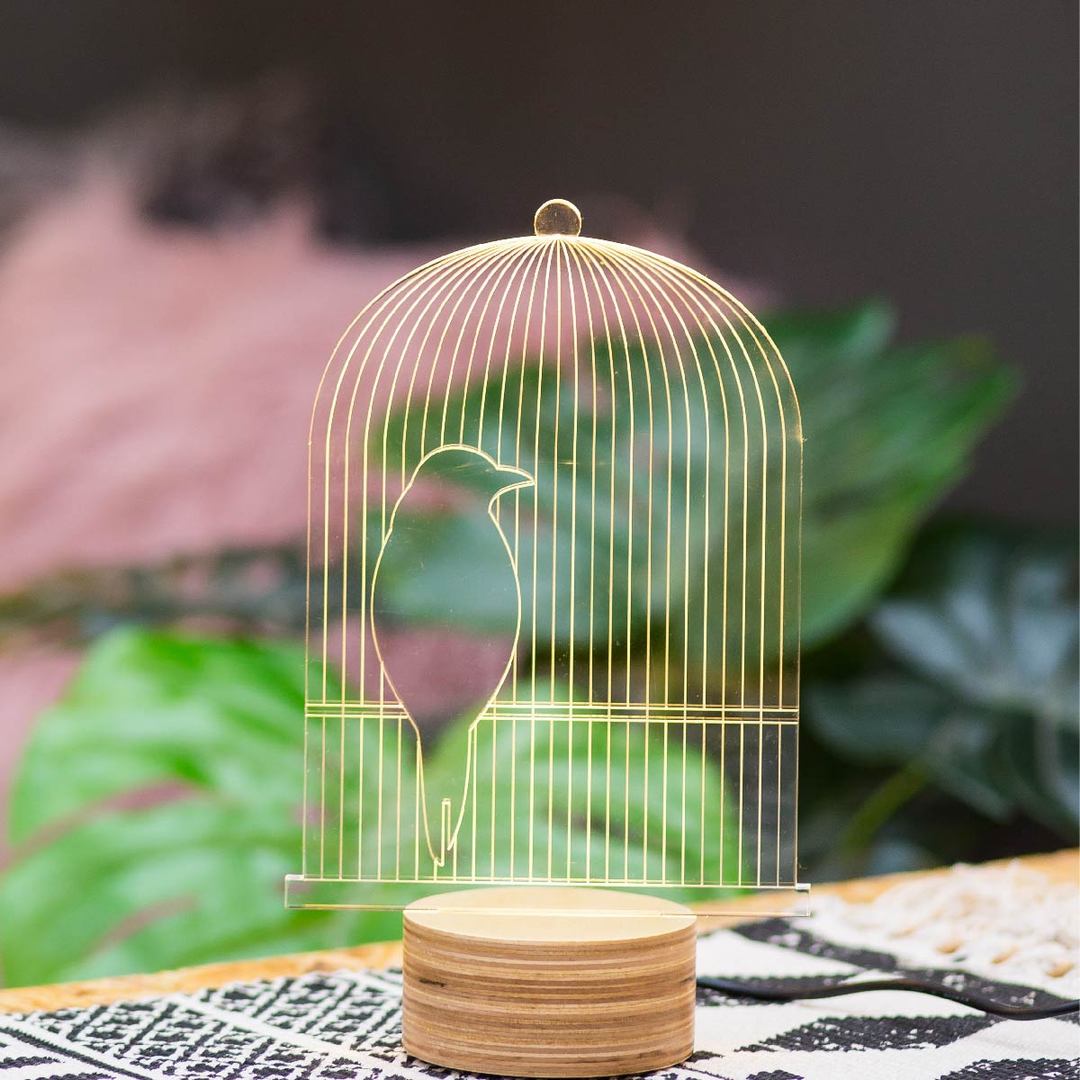 Bird Cage Acrylic LED Table Lamp