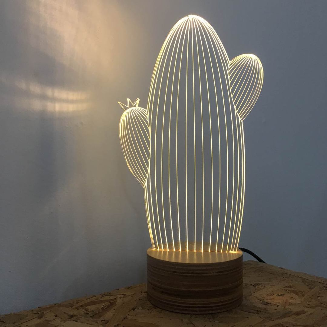 Cactus Acrylic LED Table Lamp - HUSTLEZY