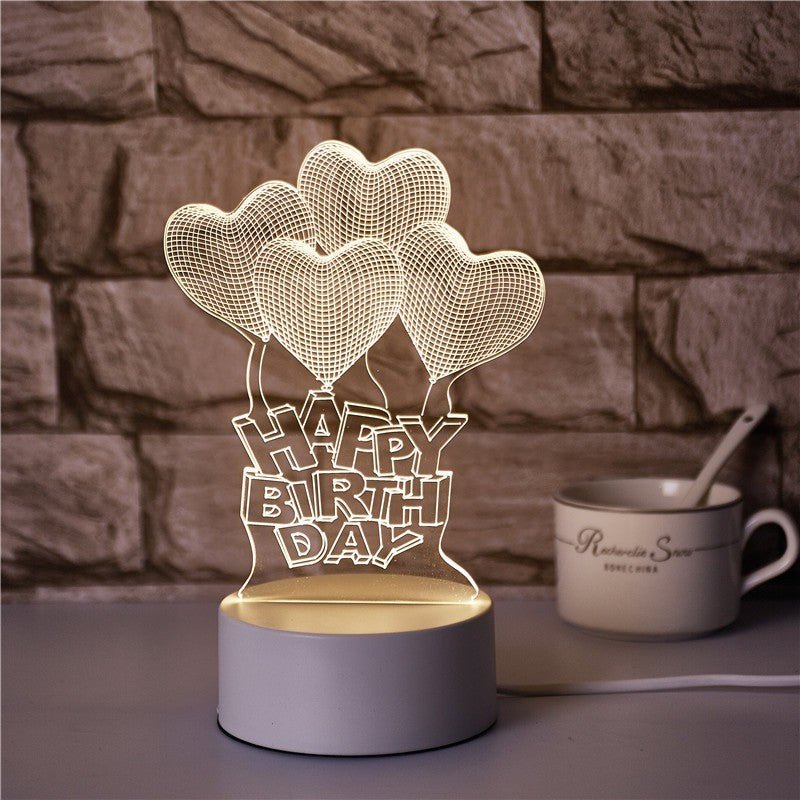 Happy Birthday Acrylic LED Table Lamp - HUSTLEZY