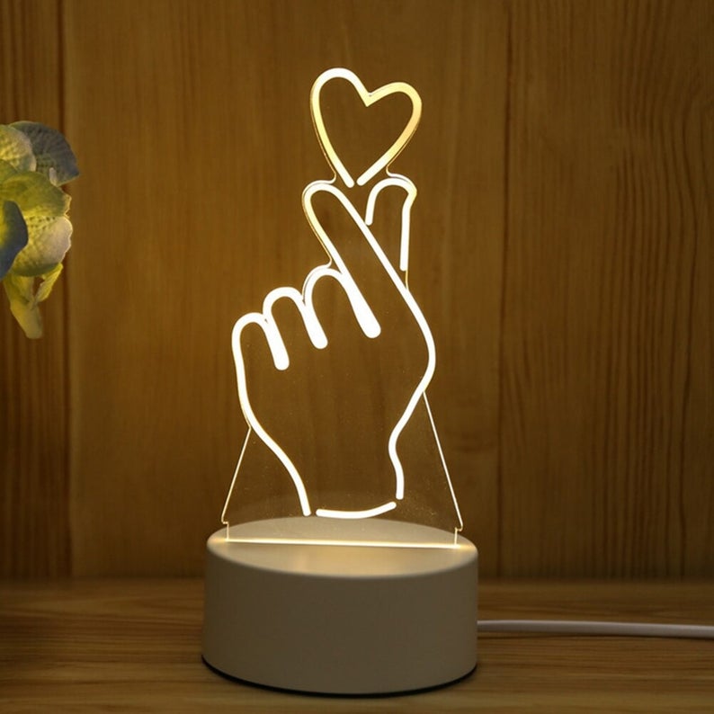 <3 Acrylic LED Table Lamp - HUSTLEZY
