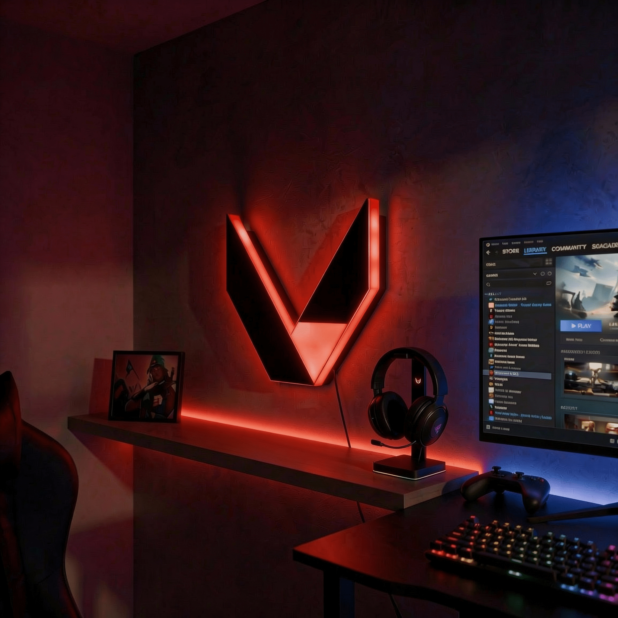 Valorant LED Logo - HUSTLEZY