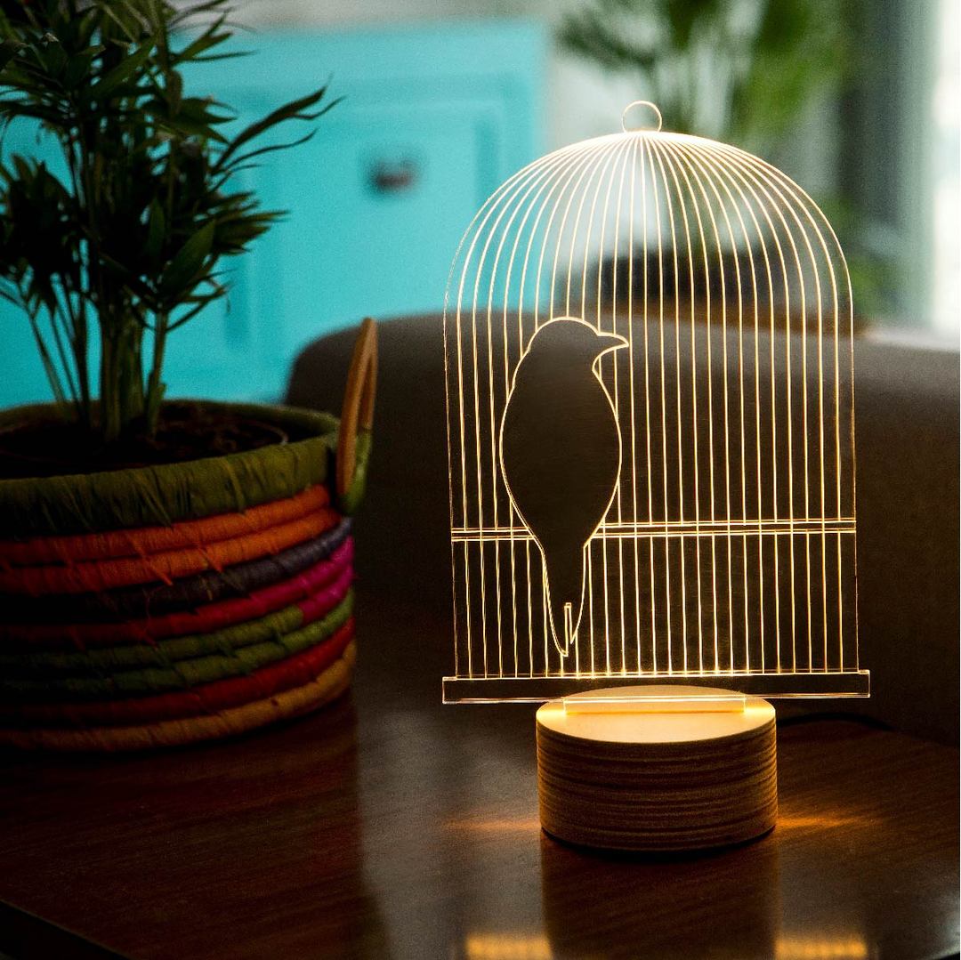 Bird Cage Acrylic LED Table Lamp