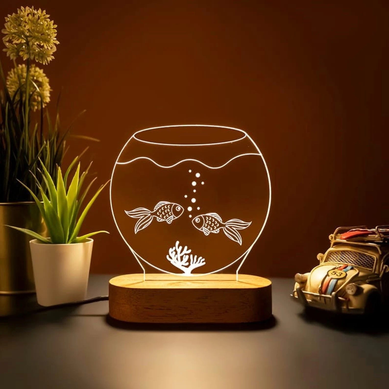 Personalized Fish Bowl Acrylic LED Lamp